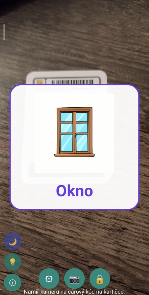 Mluvka: naskenovaná kartička Okno s obrázkem a názvem